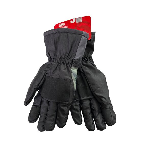 NWT ECKO Unlimited Snow Winter Gloves Charcoal Velcro Wrist Fleece Lined Large - Picture 2 of 4
